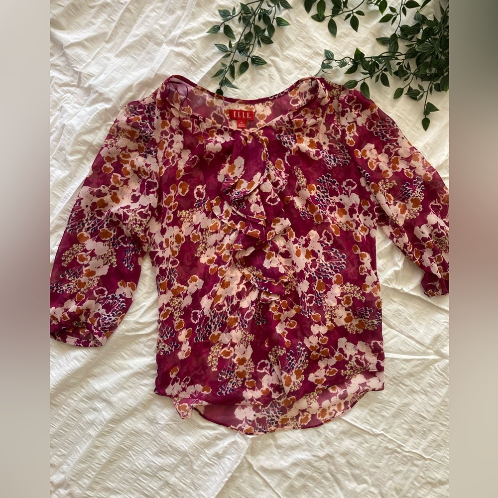 Vintage Elle Pink Floral Blouse